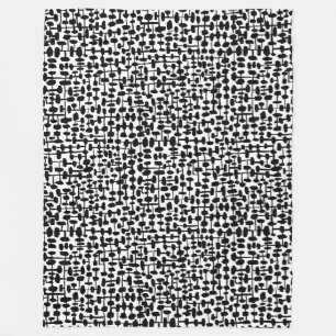 Abstraktes Muster 190621 Schwarzweiß Fleecedecke