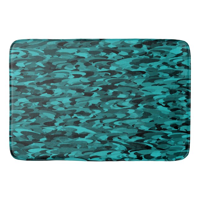 Abstraktes Muster Aquamarin Badematte (Vorderseite)