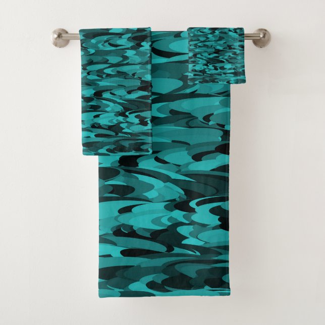 Abstraktes Muster Aquamarin Badhandtuch Set (Insitu)