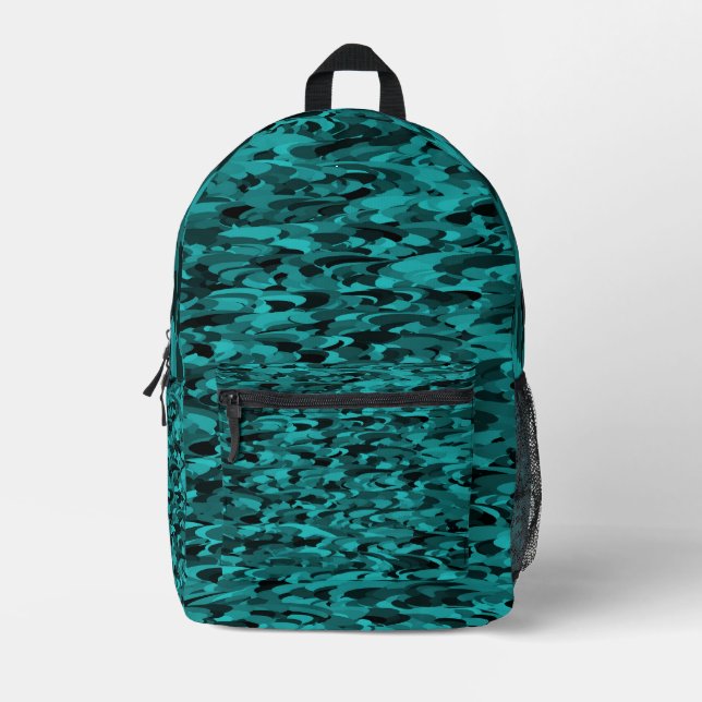 Abstraktes Muster Aquamarin Bedruckter Rucksack (Vorderseite)