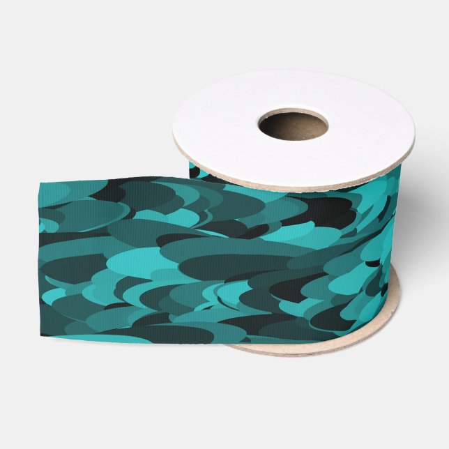 Abstraktes Muster Aquamarin Ripsband (Spule)