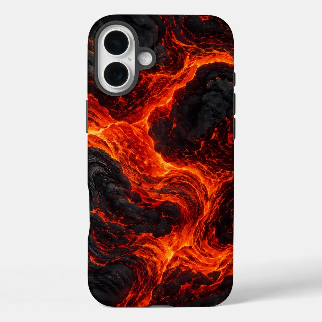 Abstraktes Muster aus geschmolzener Lava iPhone 16 Plus Hülle (Rückseite)