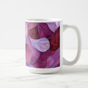 Abstraktes Muster aus lila Blättern Kaffeetasse