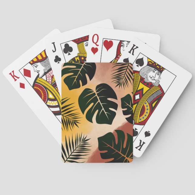 Abstraktes Muster aus tropischem Leaf Spielkarten (Rückseite)