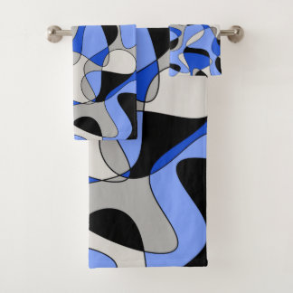 Abstraktes Muster - blau. Badhandtuch Set