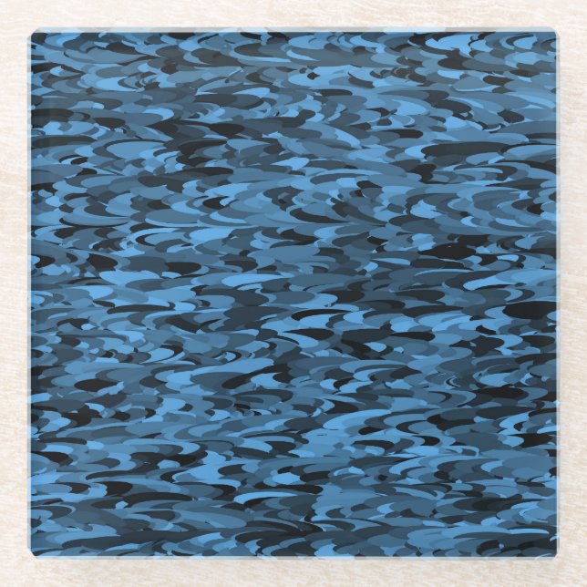 Abstraktes Muster Blau Glasuntersetzer (Vorderseite)