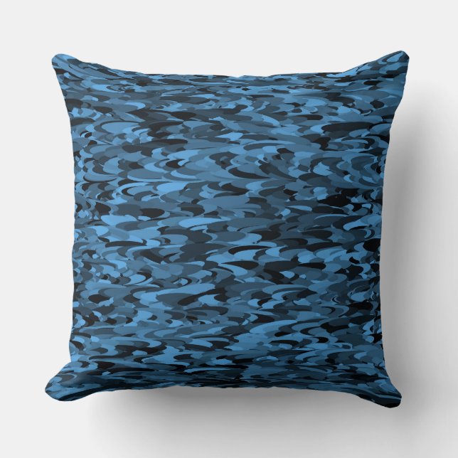 Abstraktes Muster Blau Kissen (Vorderseite)