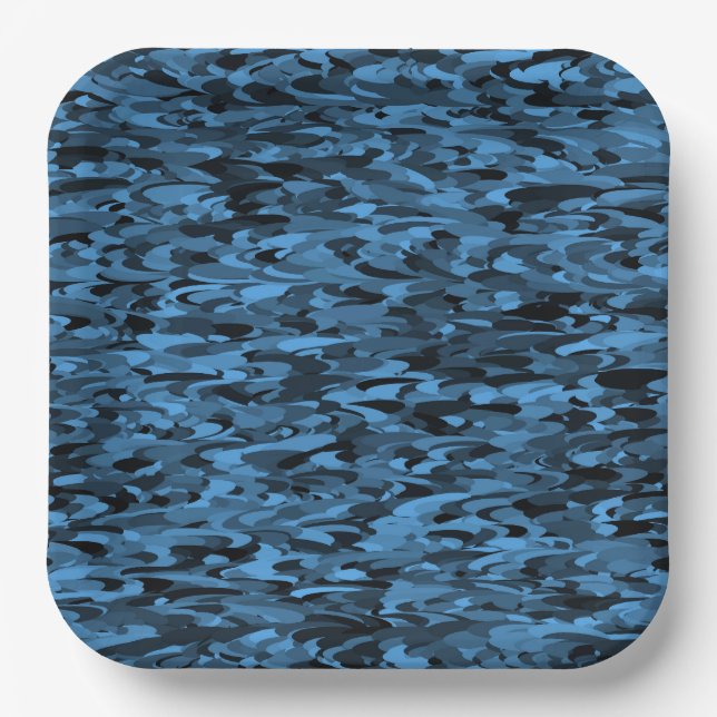 Abstraktes Muster Blau Pappteller (Vorderseite)