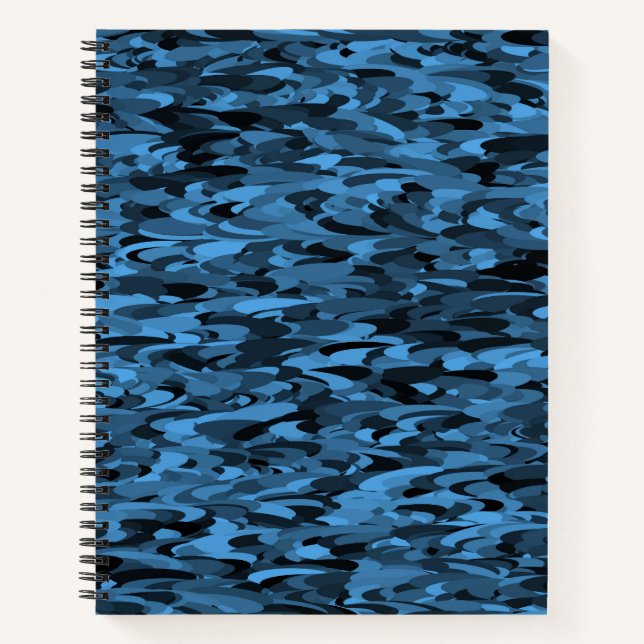 Abstraktes Muster Blau Schwarz Notizbuch (Vorderseite)