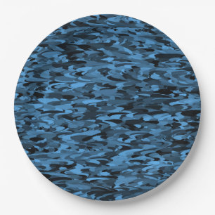 Abstraktes Muster Blau Schwarz Pappteller