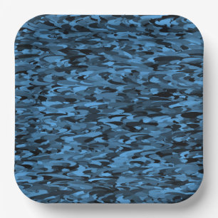 Abstraktes Muster Blau Schwarz Pappteller