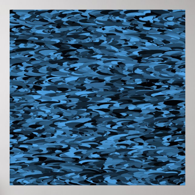 Abstraktes Muster Blau Schwarz Poster (Vorne)