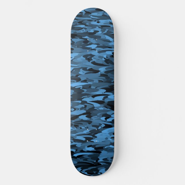 Abstraktes Muster Blau Schwarz Skateboard (Vorderseite)