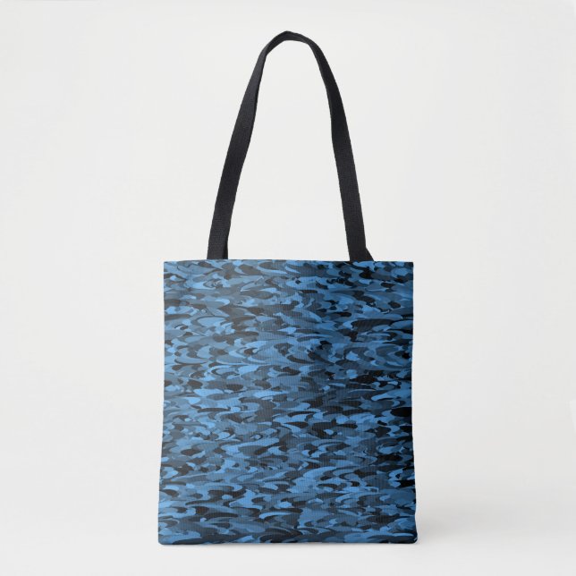 Abstraktes Muster Blau Schwarz Tasche (Vorderseite)