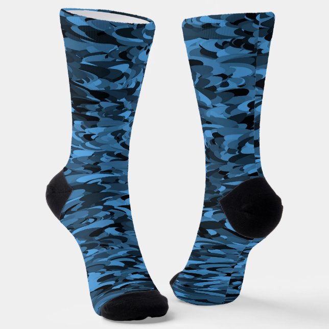 Abstraktes Muster Blau Socken (Gewinkelt)