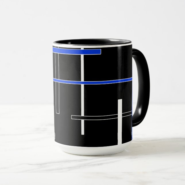 Abstraktes Muster - blau Tasse (VorderseiteRechts)
