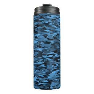 Abstraktes Muster Blau Thermosbecher