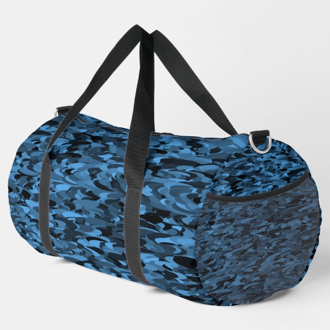 Abstraktes Muster Blue Black Duffel Bag Duffle Bag (Rechte Ecke)