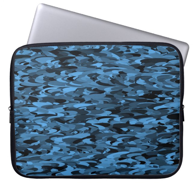 Abstraktes Muster Blue Black Electronics Bag Laptopschutzhülle (Vorderseite)