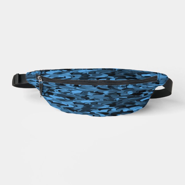 Abstraktes Muster Blue Black Fanny Pack Bauchtasche (Vorderseite)