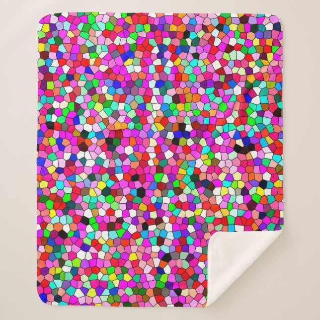 abstraktes Muster, bunte Mosaiktapete, Geomet Sherpadecke (Vorderseite)