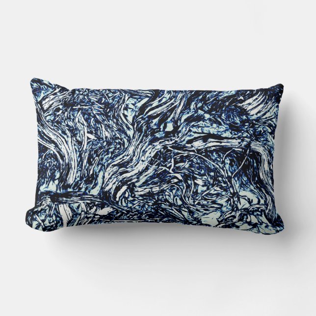 Abstraktes Muster der Navy Blue Nature Lendenkissen (Vorderseite)