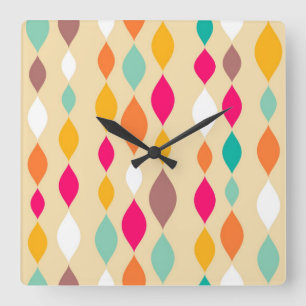 Abstraktes Muster der Retro Art Quadratische Wanduhr