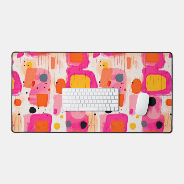 Abstraktes Muster der rosa Farbblöcke BOHO Schreibtischunterlage (Tastatur & Maus)