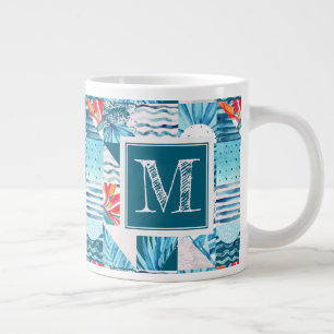 Abstraktes Muster der tropischen Aquamarinen Geome Jumbo-Tasse