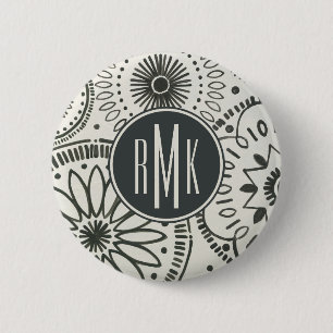 Abstraktes Muster des Monogramm- Kami Button
