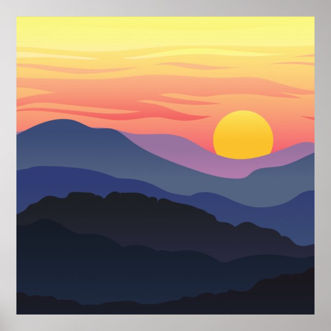 Abstraktes Muster für die Sonnenuntergangsanzeige Poster (Vorne)