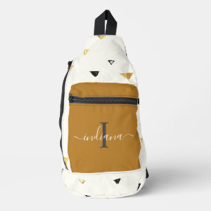 Abstraktes Muster für ein Monogramm-Skript Crossbody Bag