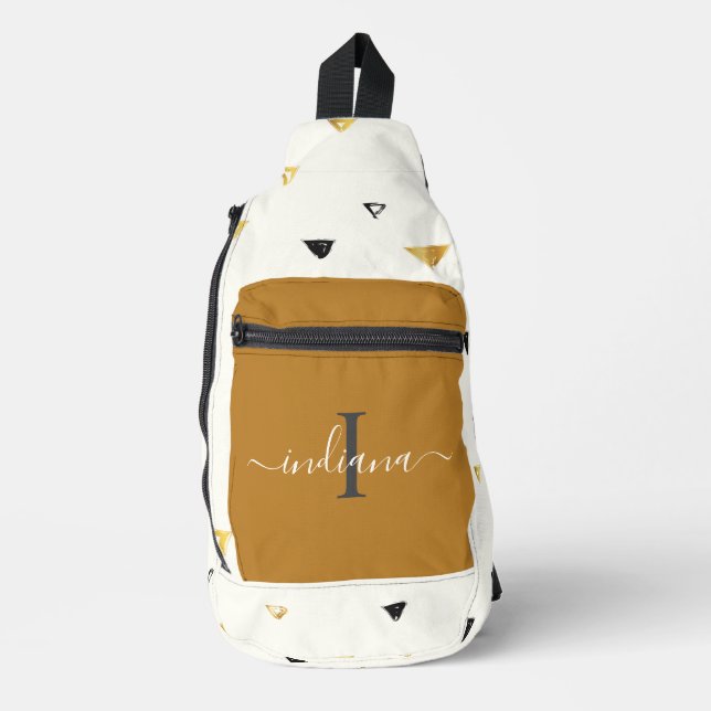 Abstraktes Muster für ein Monogramm-Skript Crossbody Bag (Vorderseite)