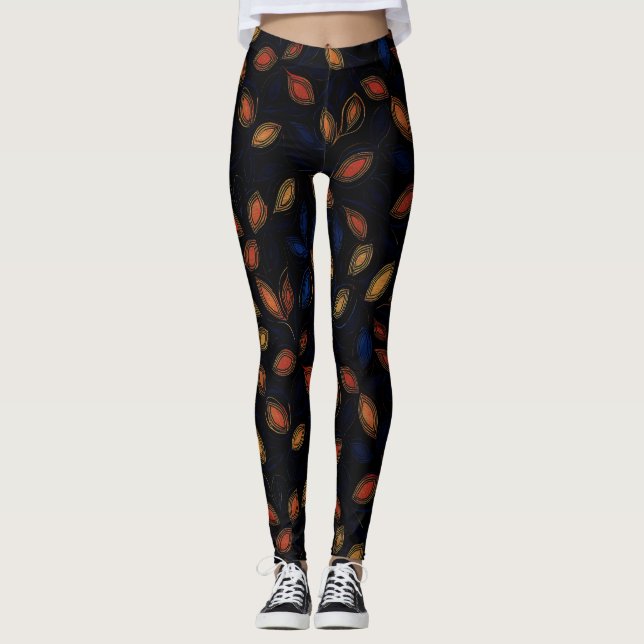 Abstraktes Muster für Herbstfarben Leggings (Vorderseite)