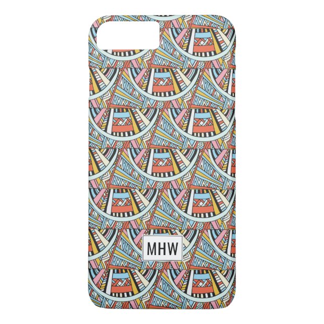 Abstraktes Muster für kundenspezifische Monogramm- Case-Mate iPhone Hülle (Rückseite)