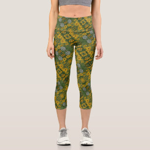Abstraktes Muster für Mit Augen Susan Field-Blume Capri Leggings