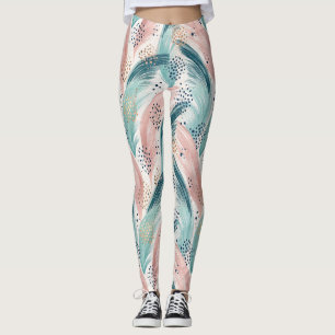 Abstraktes Muster für Pinselstriche und Goldene Pu Leggings