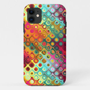 Abstraktes Muster für Red Liquid Rainbow Dots Case