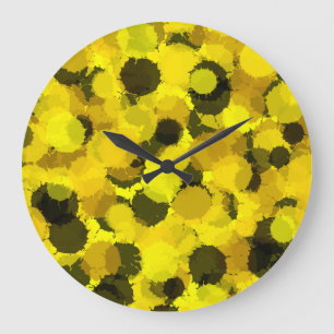 Abstraktes Muster für Sonnenblumen, künstlerisch g Große Wanduhr