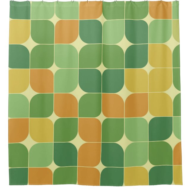 Abstraktes Muster, grün orange Duschvorhang (Vorderseite)