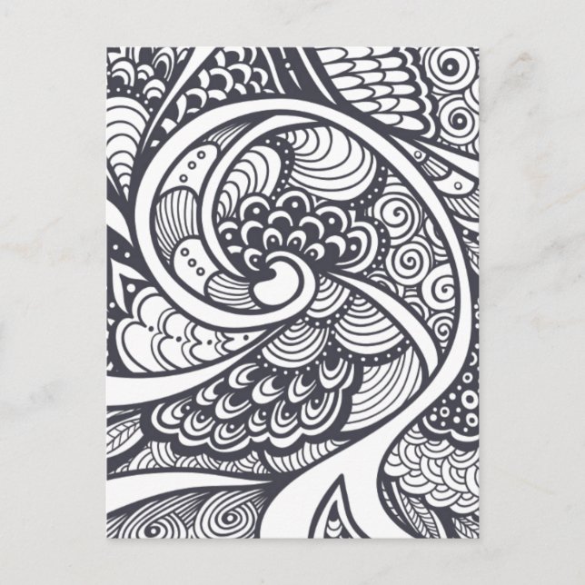 Abstraktes Muster im Zen-Doodle-Stil Postkarte (Vorderseite)