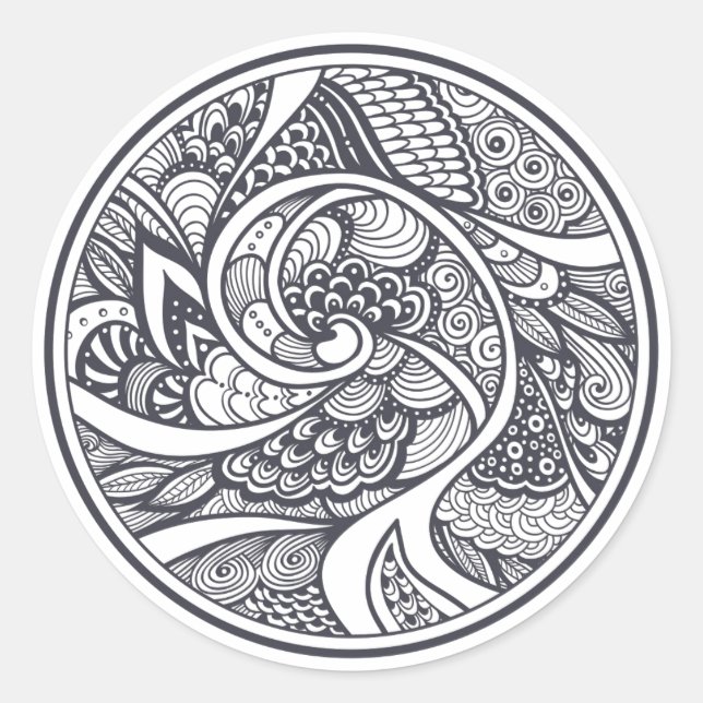Abstraktes Muster im Zen-Doodle-Stil Runder Aufkleber (Vorderseite)