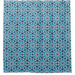 Abstraktes Muster in Blauem und in Grauem Duschvorhang