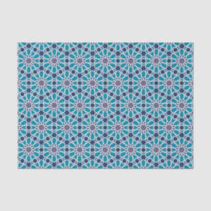 Abstraktes Muster in Blauem und in Grauem Seidenpapier