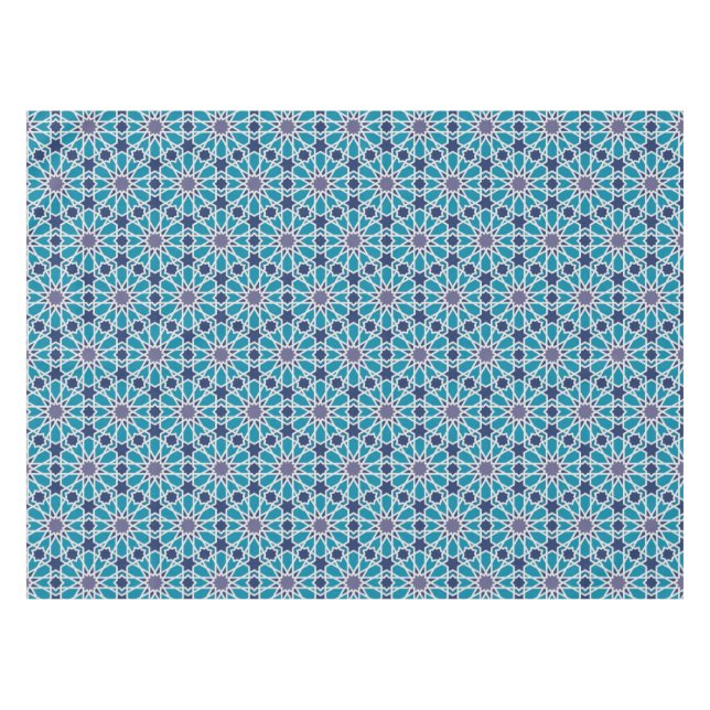 Abstraktes Muster in Blauem und in Grauem Tischdecke (Vorderseite (Horizontal))