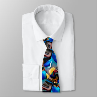 Abstraktes Muster in Blue, Gold und Brown Neck Tie Krawatte