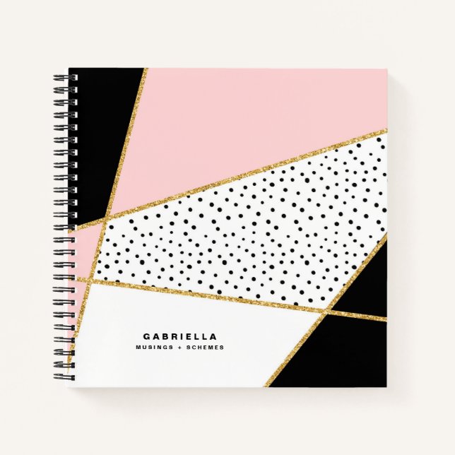 Abstraktes Muster in Rosa und Schwarz - Personalis Notizbuch (Vorderseite)