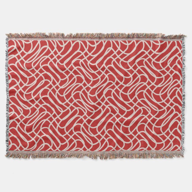 Abstraktes Muster in Rot und Creme Decke (Vorderseite)