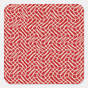 Abstraktes Muster in Rot und Creme Quadratischer Aufkleber
