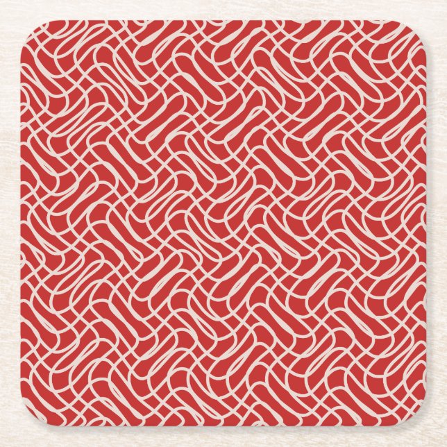 Abstraktes Muster in Rot und Creme Rechteckiger Pappuntersetzer (Vorderseite)